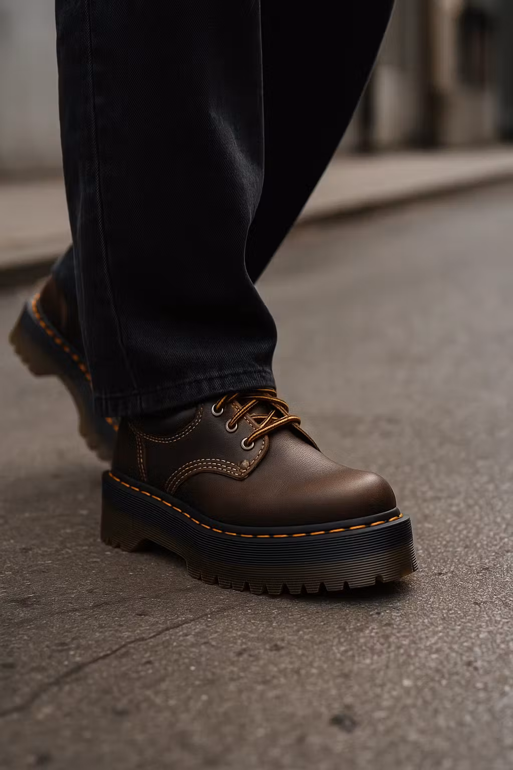 Dr. Martens 8053 Arc Crazy Horse Leather Platform Shoes 'Dark Brown' 31126201 Dr. Martens 8053 Arc Crazy Horse Leather Platform Shoes 'Dark Brown' 31126201